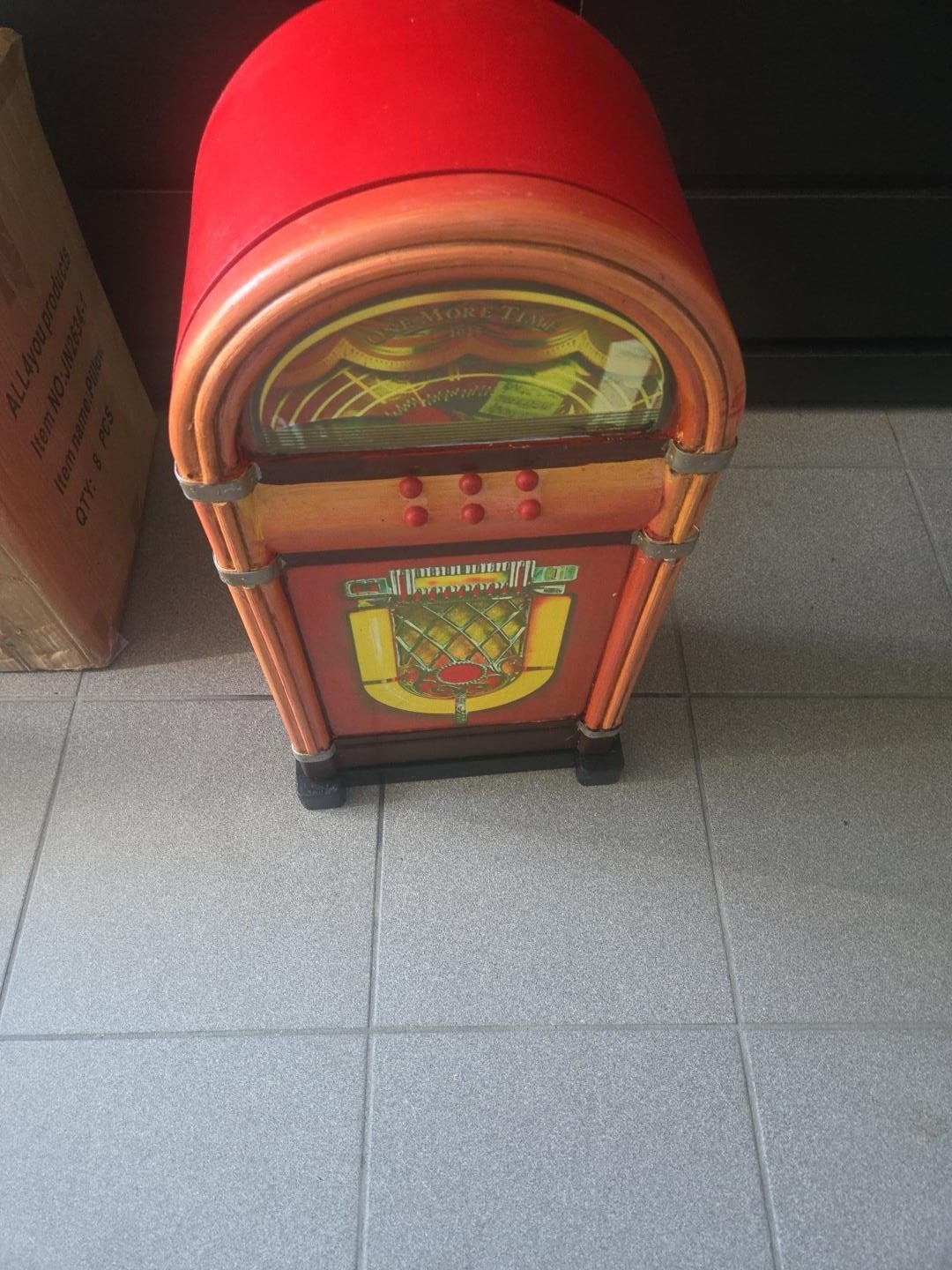 Unieke houten jukebox kast – retro/vintage opbergkast 58 cm, Ophalen of Verzenden, Gebruikt, 1970 tot heden, Overige merken