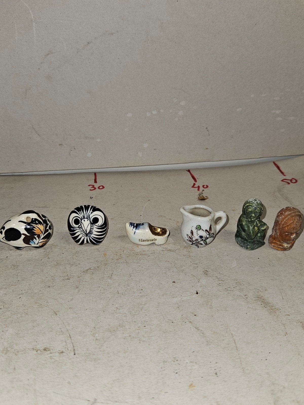 Miniatuur tinnen servies en beeldjes - 14 stuks, Ophalen of Verzenden