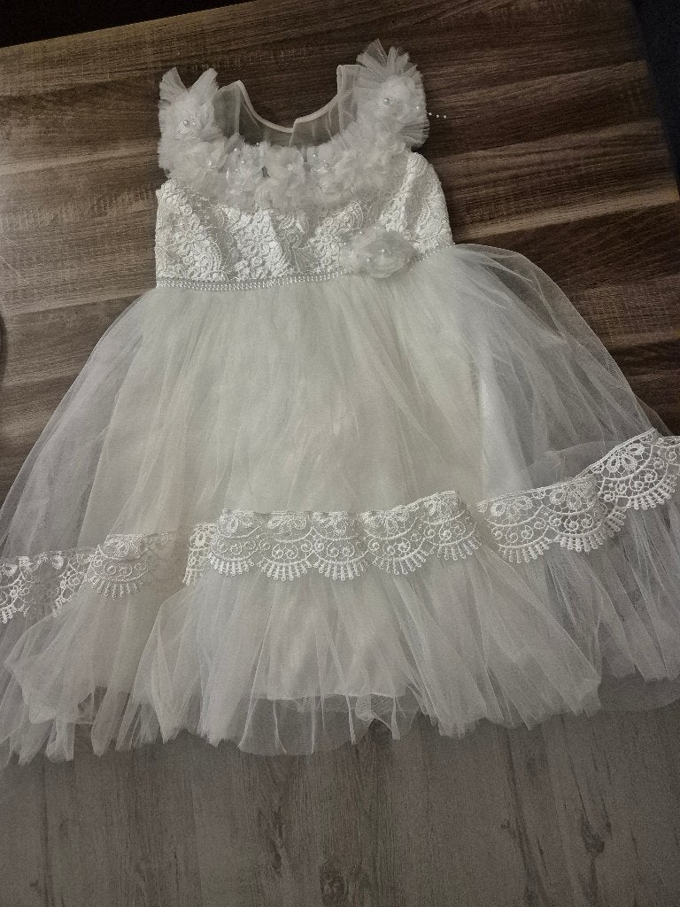 Bruidsjurk meisjes, Kinderen en Baby's, Ophalen, Zo goed als nieuw, 134 t/m 140, Meisje