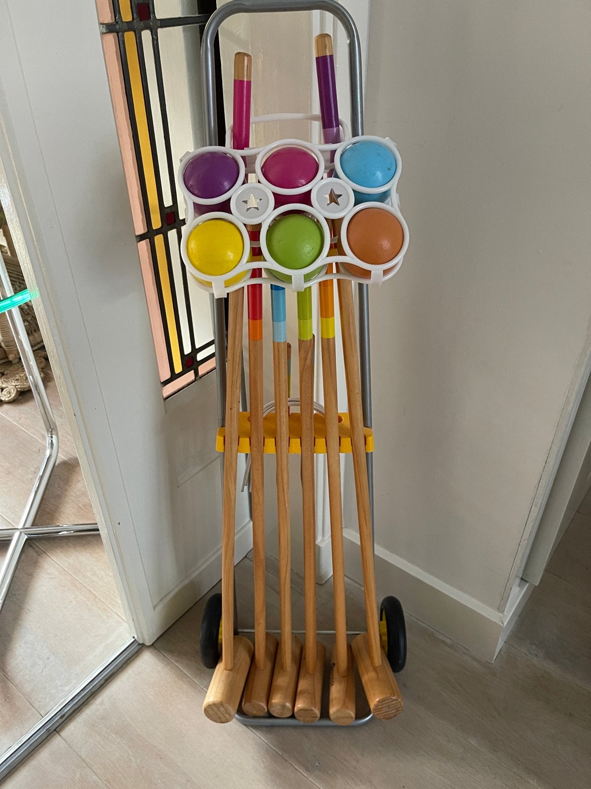 Kleurrijke Croquet Set voor Tuinplezier, Ophalen of Verzenden, Gebruikt