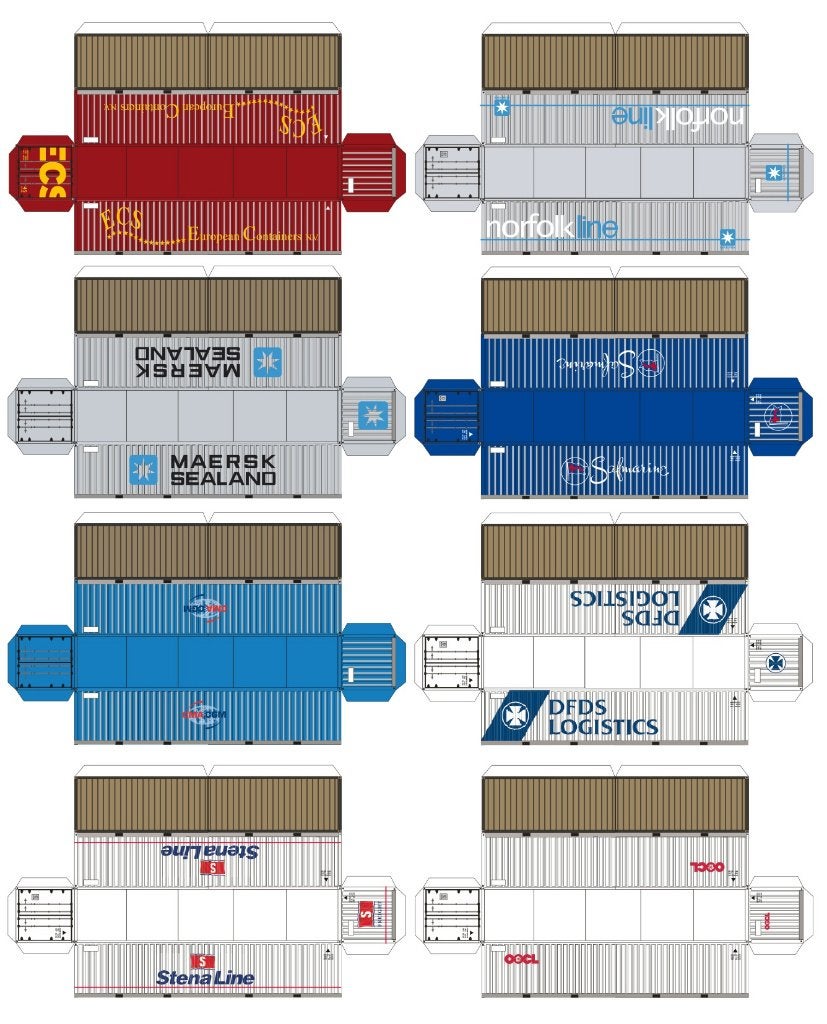 Bouwplaten voor 40 inch containers, schaal N, Ophalen, Gelijkstroom, Trix, Overige typen