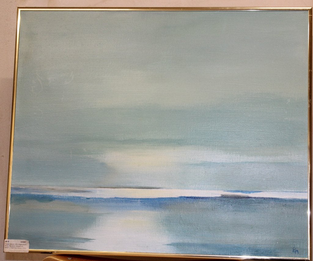 No 50 Abstract Schilderij: Rustgevend Blauw en Wit Landschap, Verzenden