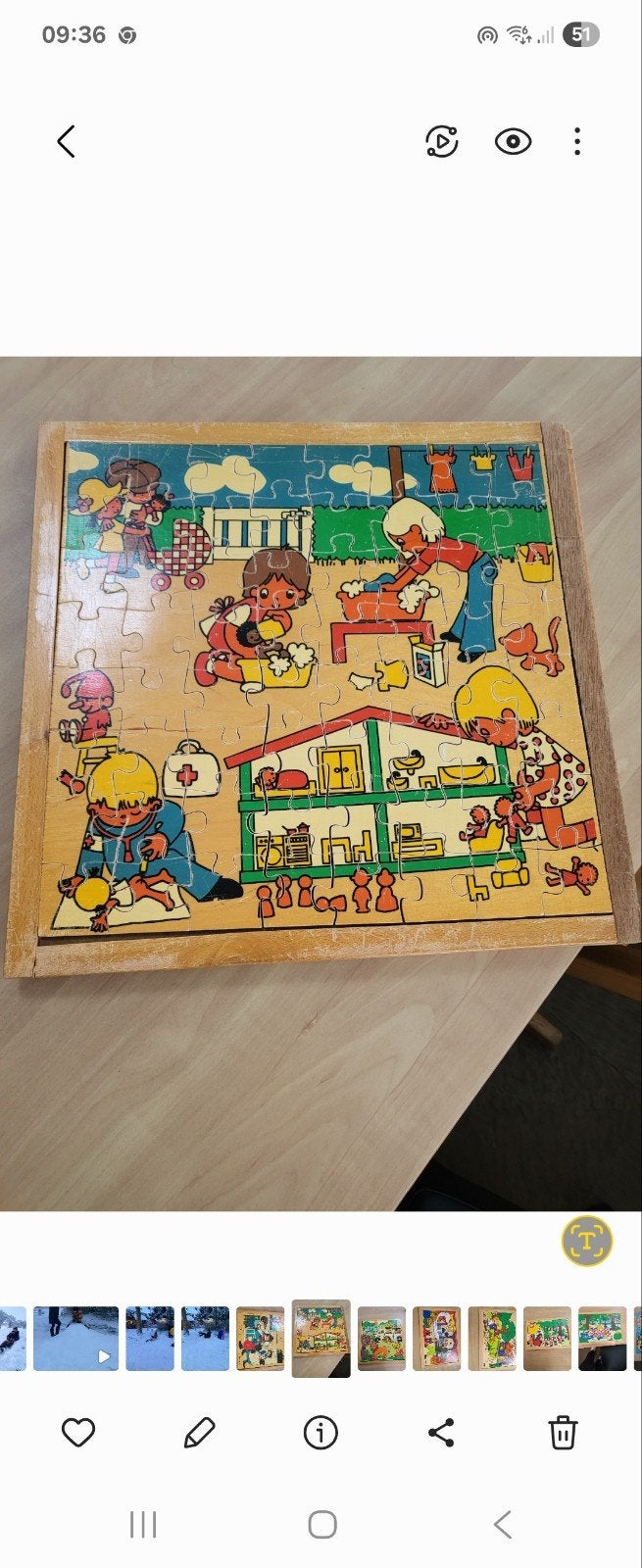 Oude houten Rolf puzzel (64 stukjes) voor basisschool, Kinderen en Baby's, Speelgoed | Kinderpuzzels, Gebruikt, Van hout, 4 tot 6 jaar