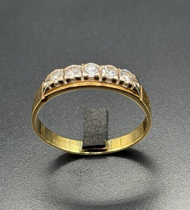 18K gouden ring 5 natuurlijke VVS diamanten- 17,75mm, Ophalen of Verzenden, 17 tot 18, Dame of Heer, Met edelsteen