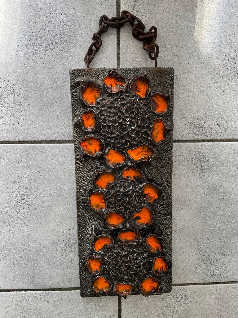Vintage Wanddecoratie met Oranje Glazuur en Ketting, Ophalen, Gebruikt, 45 cm, Wandhanger