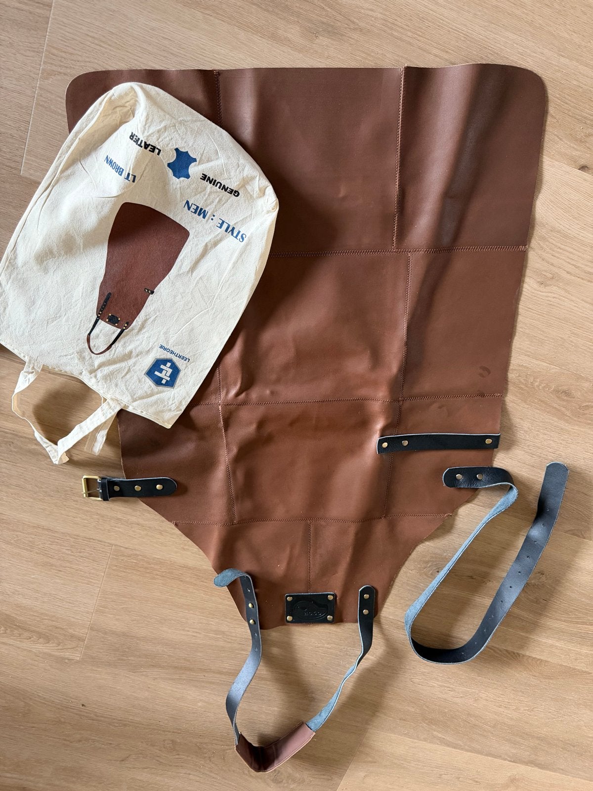 Nieuw Leren Barbecue Schort - Bruin, Herenmodel, Ophalen, Nieuw