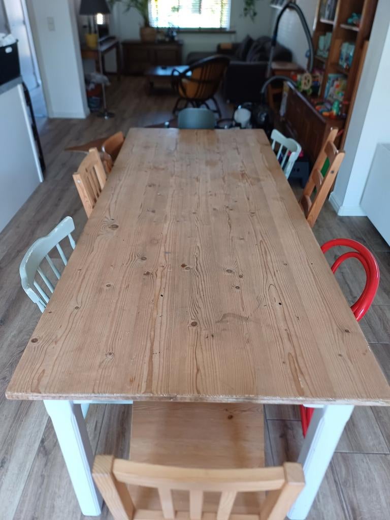 Oude houten tafel, Ophalen, Gebruikt, 200 cm of meer, 50 tot 100 cm