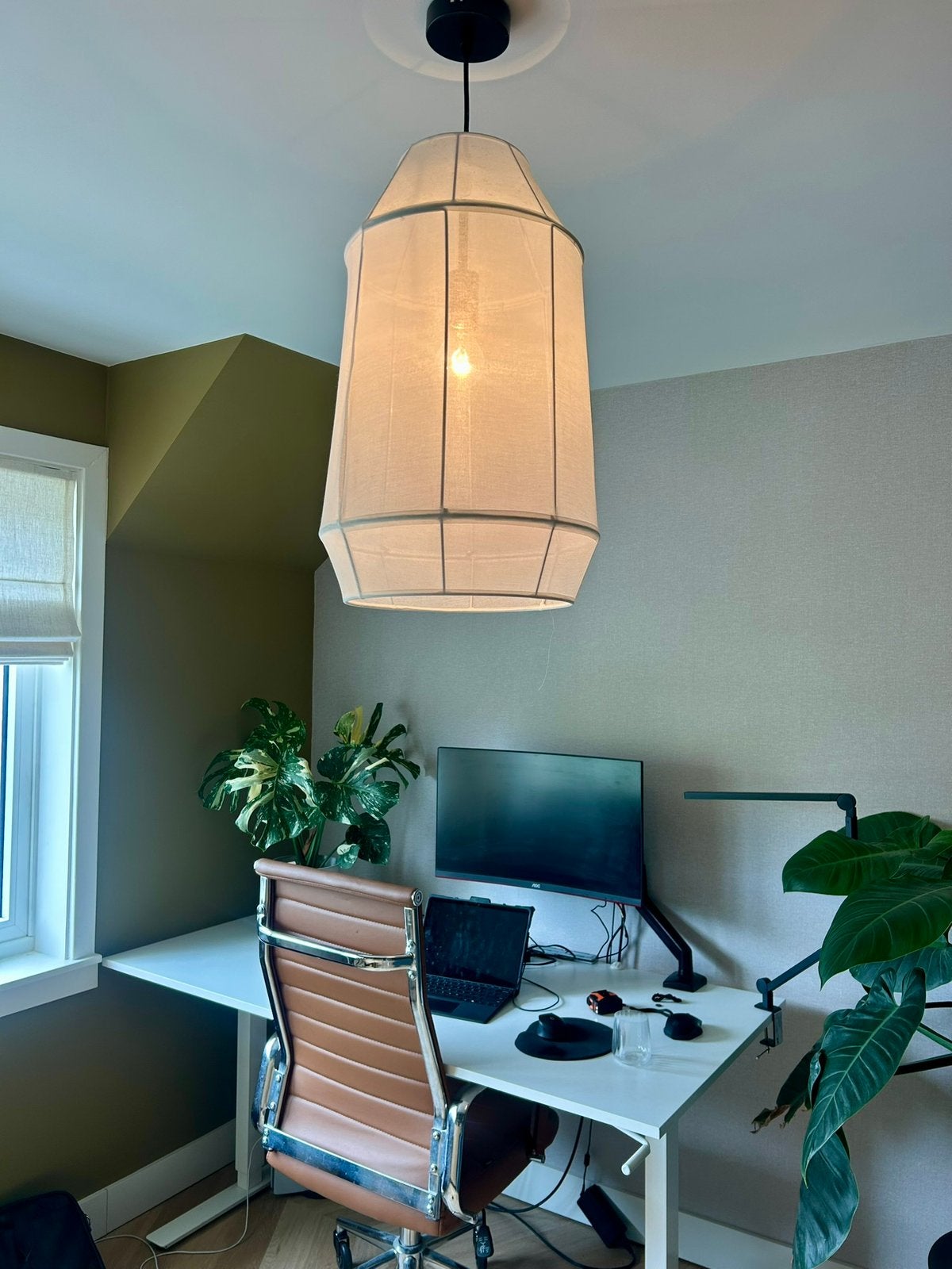 Linnen look japandi hanglamp, Ophalen, Zo goed als nieuw
