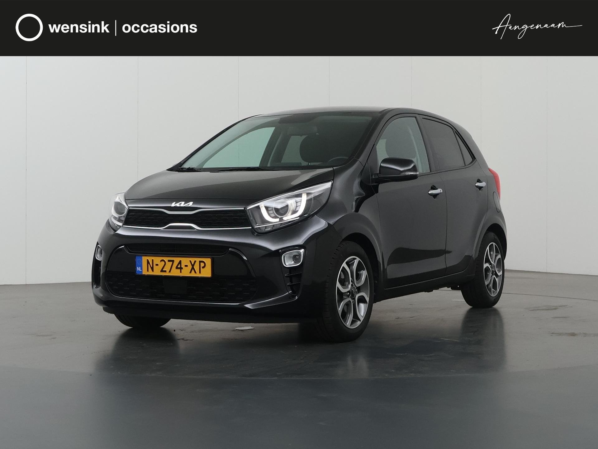 Kia Picanto 1.0 DPi DynamicPlusLine | Lichtmetalen velgen |, Auto's, Stof, Gebruikt, 4 stoelen, Zwart