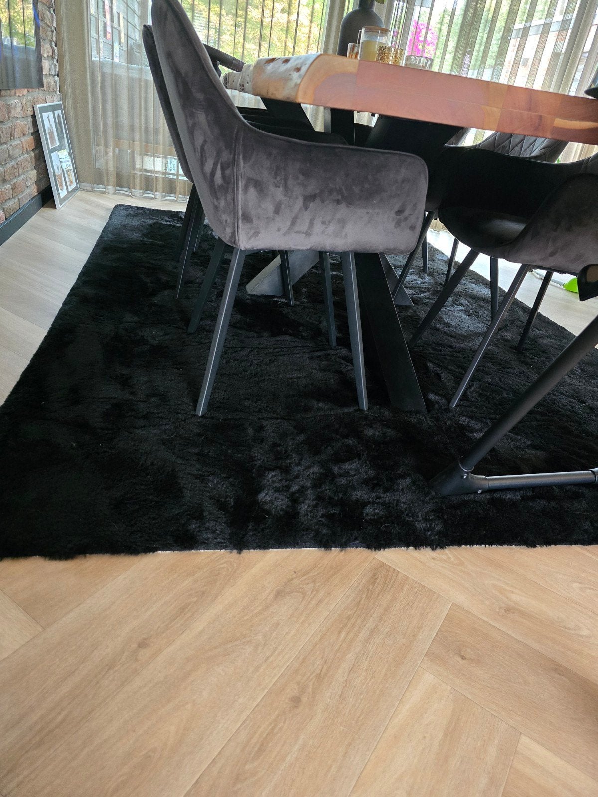 Zwart Vloerkleed FRAAI Home & Living Comfy Black 200x290cm, Ophalen, Shaggy, Zwart, 200 cm of meer
