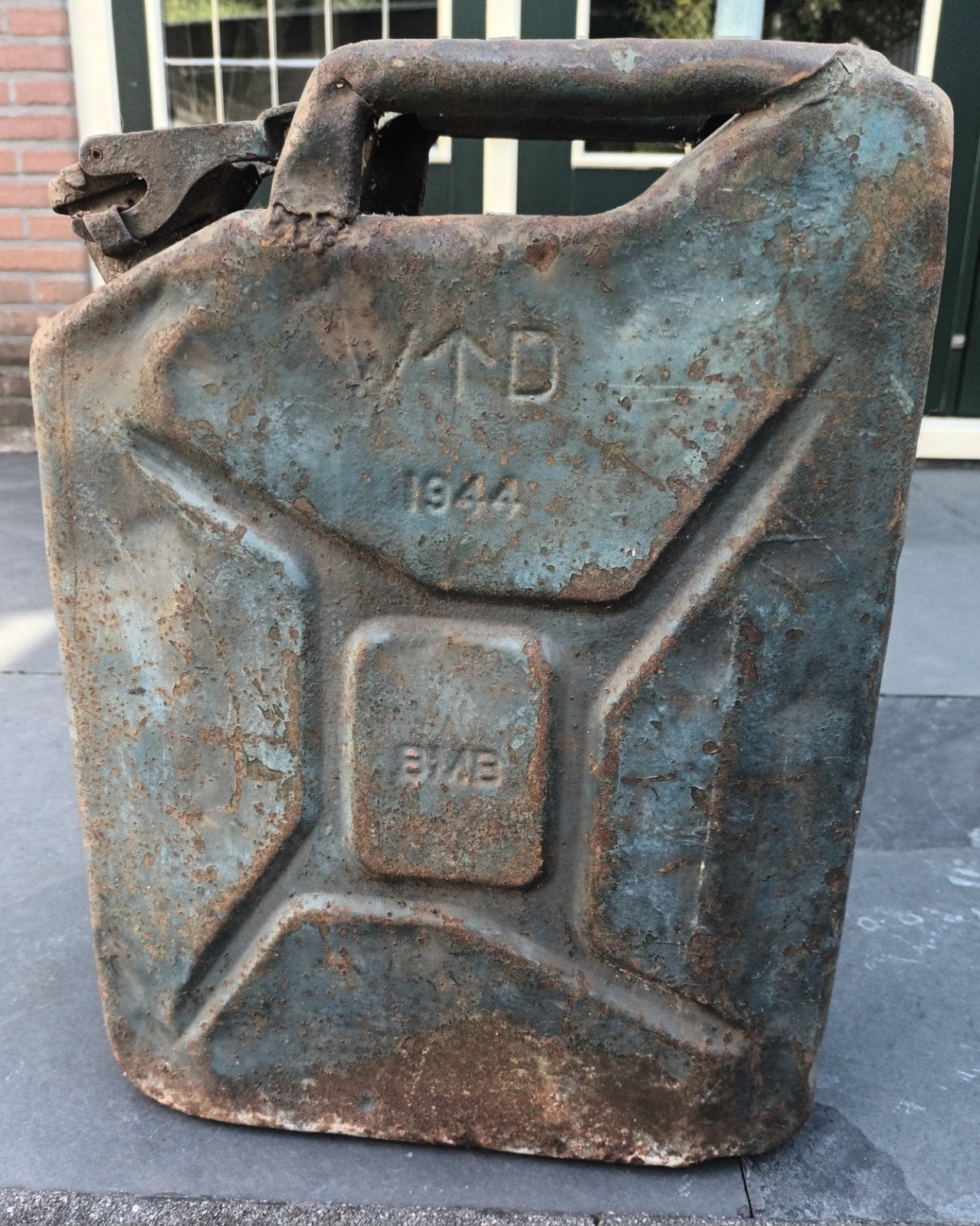 jerrycan staal 1944, Verzamelen, Ophalen of Verzenden, Overige soorten, Nederland, Kist of Geocache