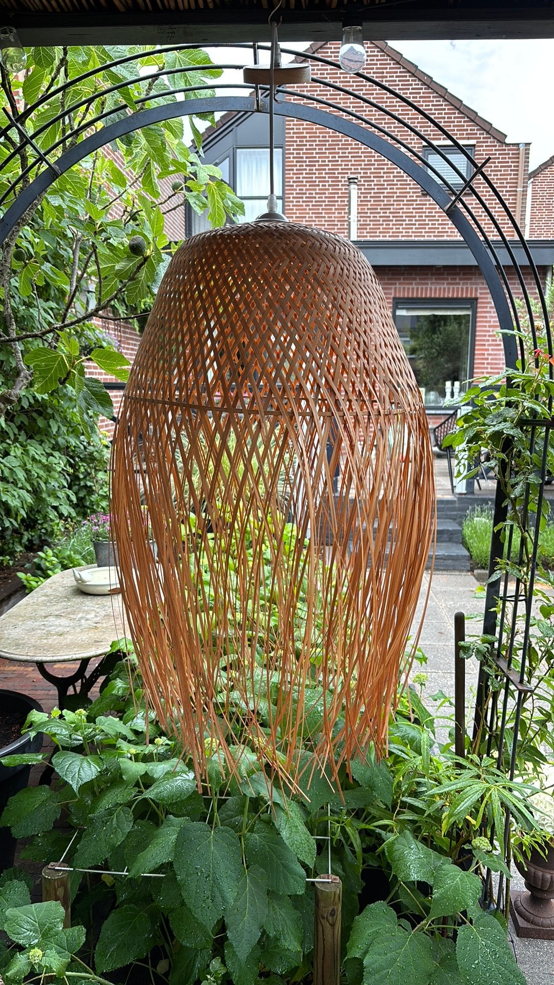 Ibiza Bohemian rotanlamp, Huis en Inrichting, Lampen | Hanglampen, Ophalen, Overige materialen, Zo goed als nieuw, 75 cm of meer