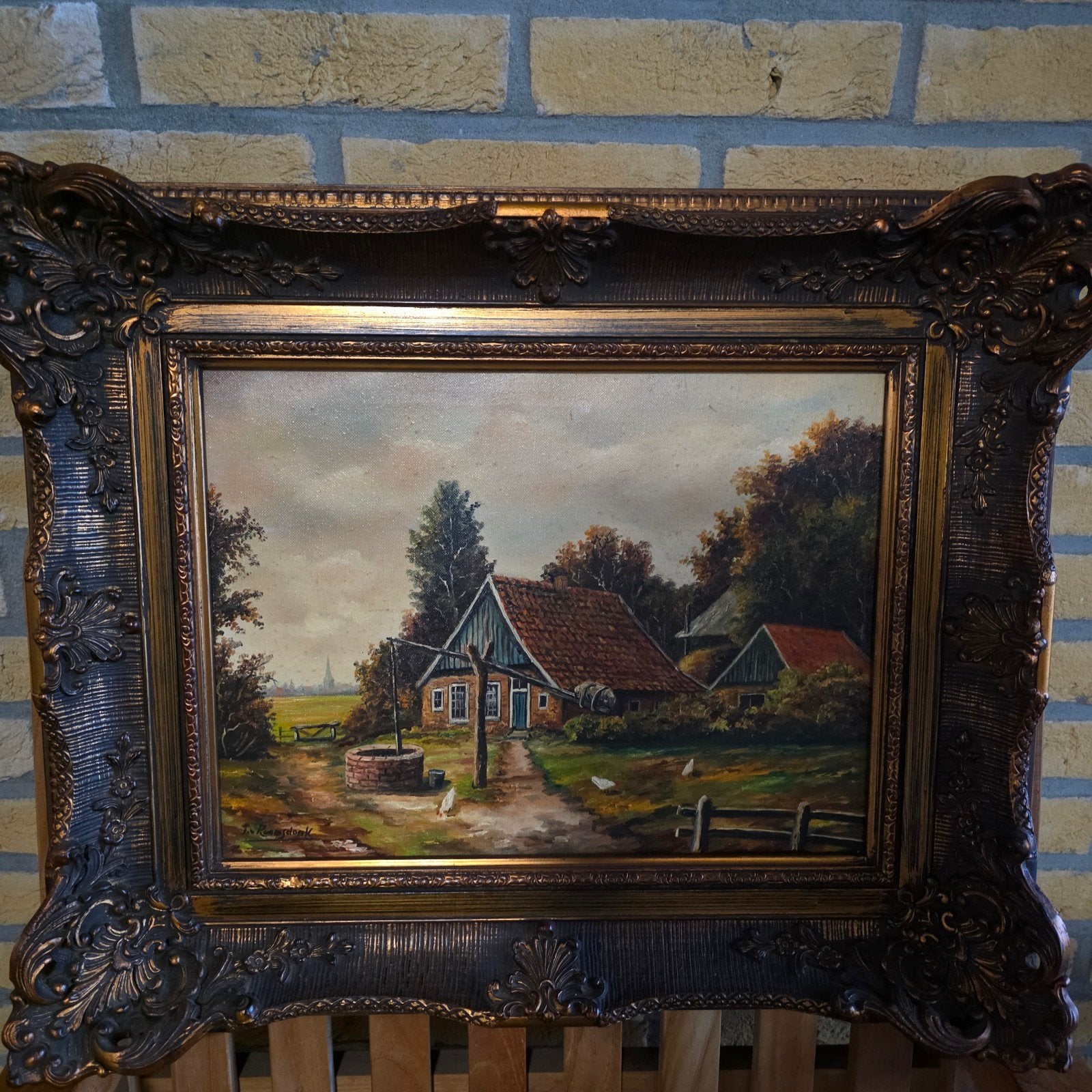 te koop antieke schilderij, Doek, Realistisch, Origineel werk, Ophalen of Verzenden