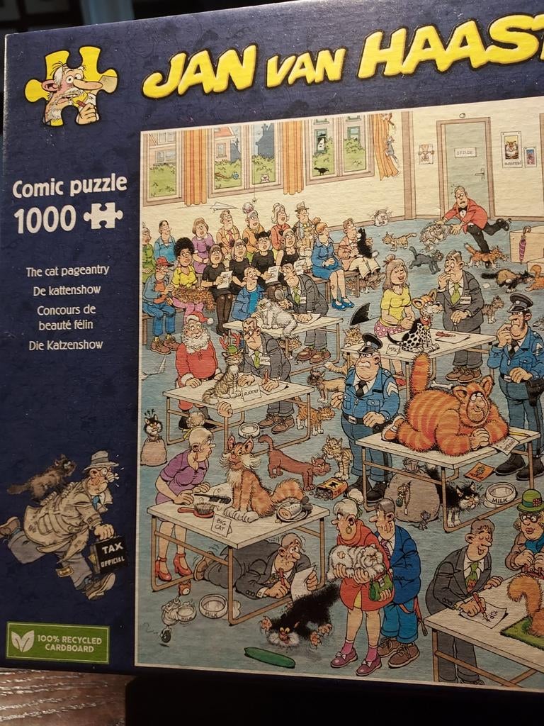 Jan van Haasteren - De kattenshow - 1000 stukjes, Ophalen of Verzenden, 500 t/m 1500 stukjes, Gebruikt, Legpuzzel
