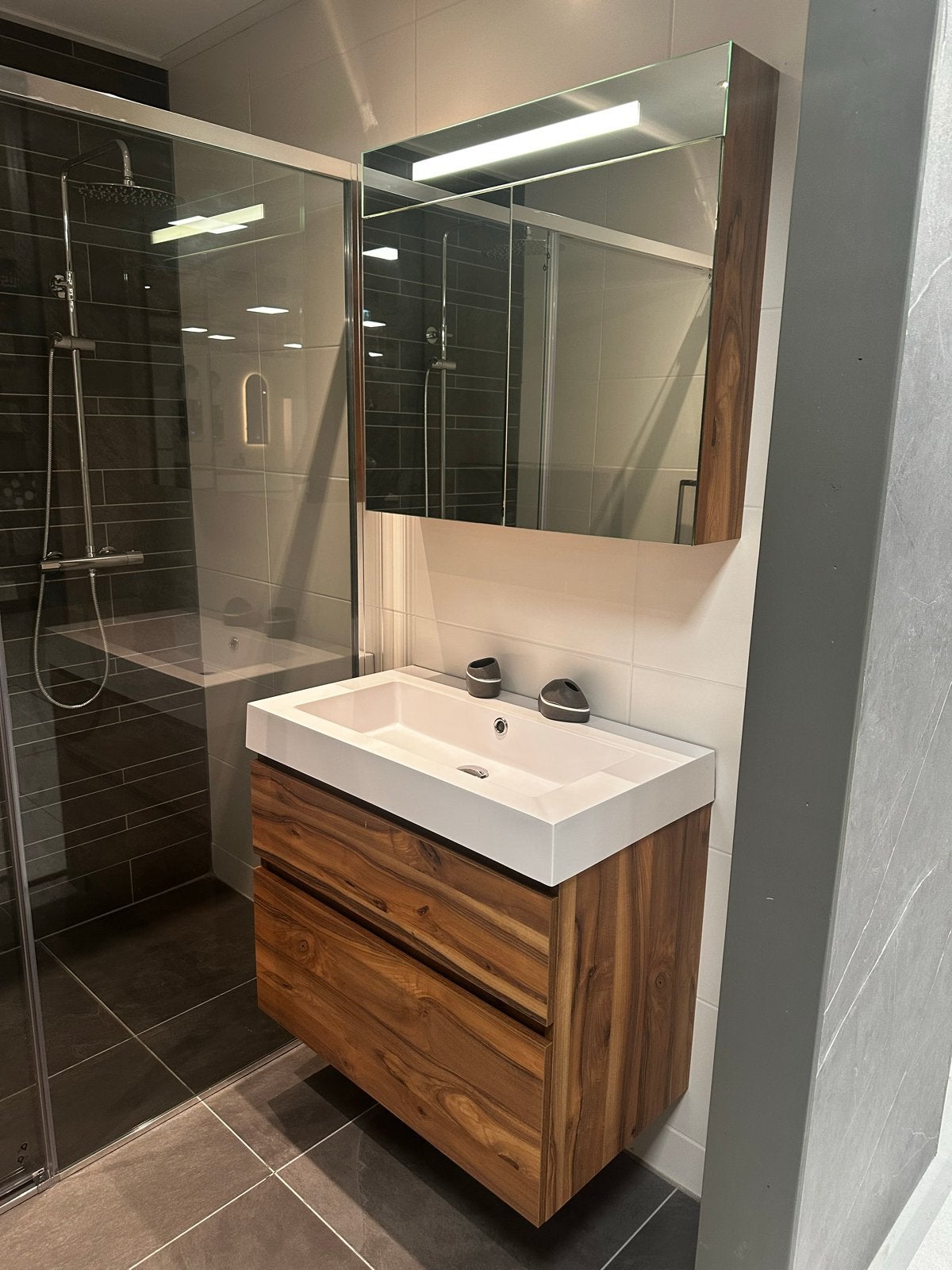 Moderne badkamermeubelset met wastafel en spiegelkast, Ophalen, Nieuw, 50 tot 100 cm, Minder dan 100 cm