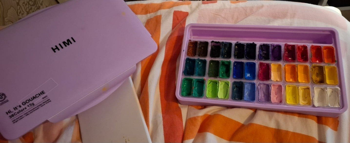 Gouache set, Hobby en Vrije tijd, Schilderen, Ophalen of Verzenden, Ezel