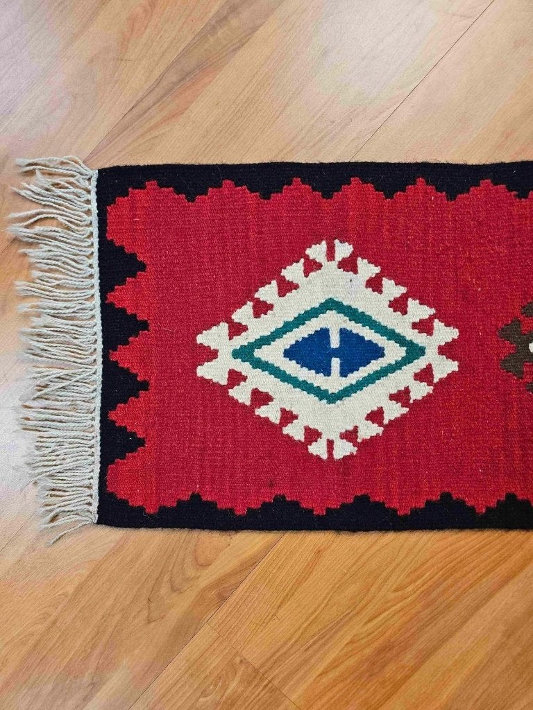 Kelim loper 98/35 cm, Zo goed als nieuw, DJT De Juiste Toon, Rechthoekig, Groen