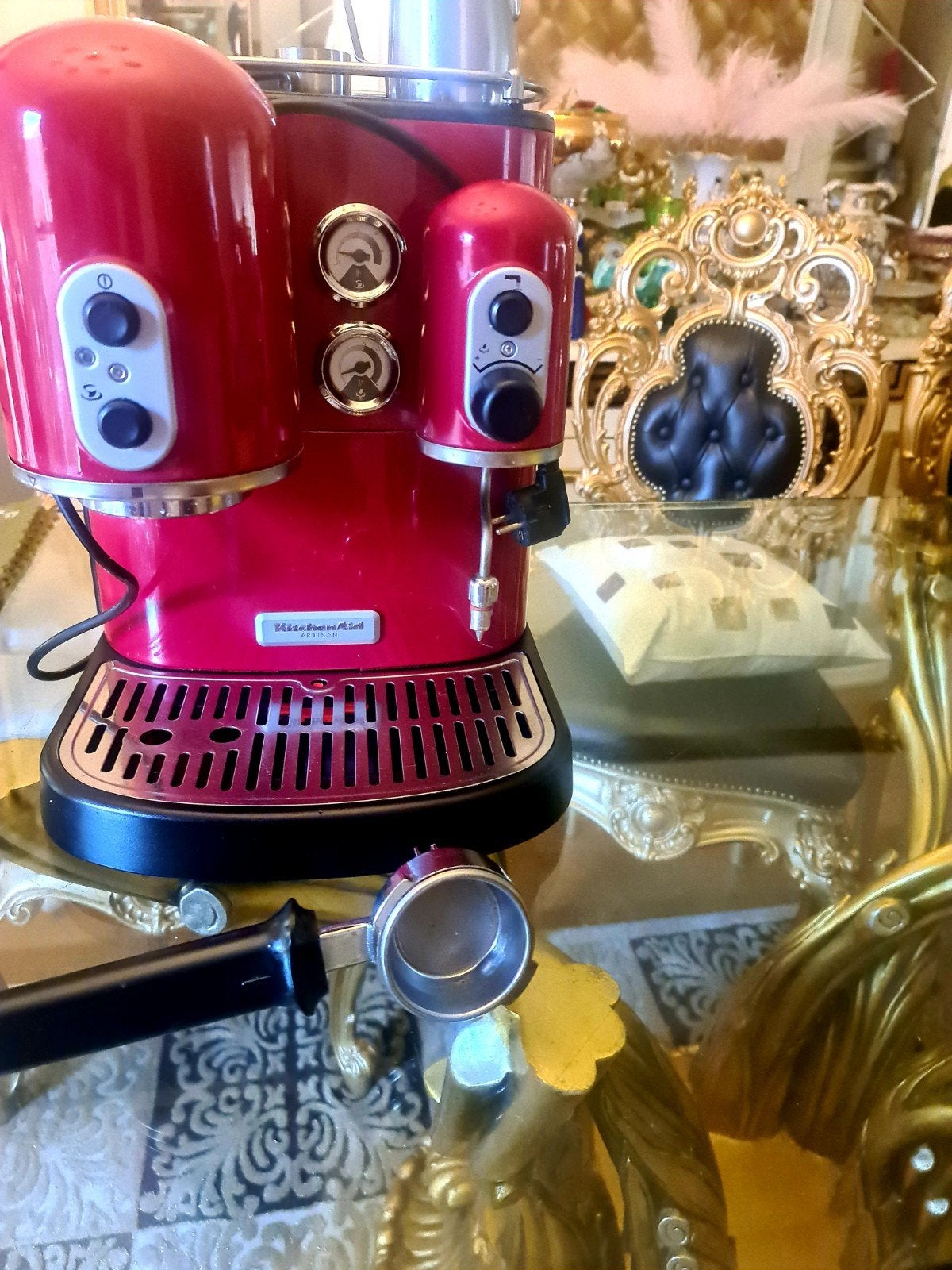 KitchenAid Artisan Espresso Machine - Rood, Ophalen, Espresso apparaat, Gemalen koffie, Zo goed als nieuw