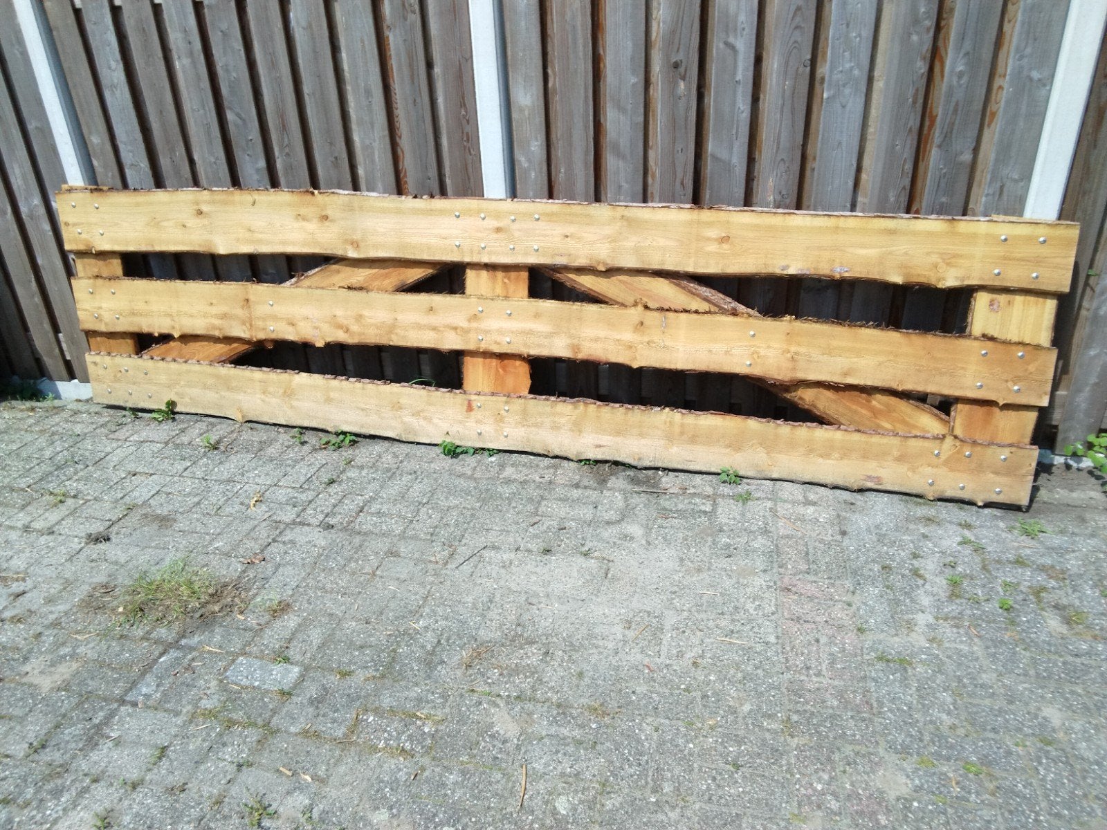 Douglas landhek 4 meter met verstelbaar beslag en 2 palen, Ophalen, Nieuw, Hout, Tuinhek