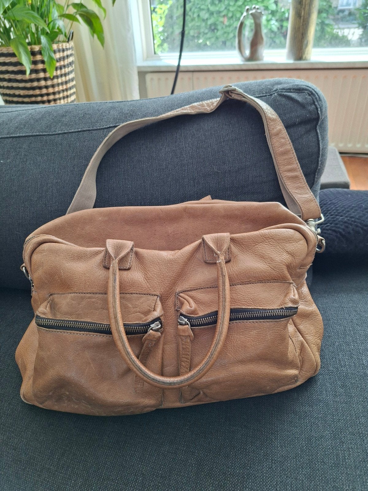 Cowboysbag Handtas/Schoudertas - Cognac Leer, Ophalen of Verzenden, Zo goed als nieuw, Bruin, Handtas