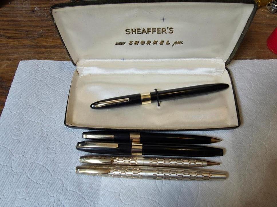 Vintage Sheaffer Pennenset: Snorkel Vulpen & Balpennen, Gebruikt, Met doosje, Ophalen of Verzenden, Pennenset