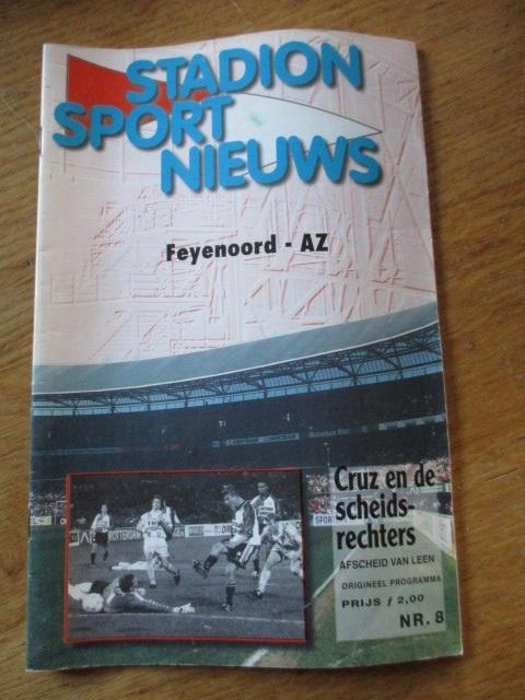 Programmaboekje 8 Feyenoord - AZ 31 oktober 1998, Ophalen of Verzenden, Gelezen, Watersport en Hengelsport