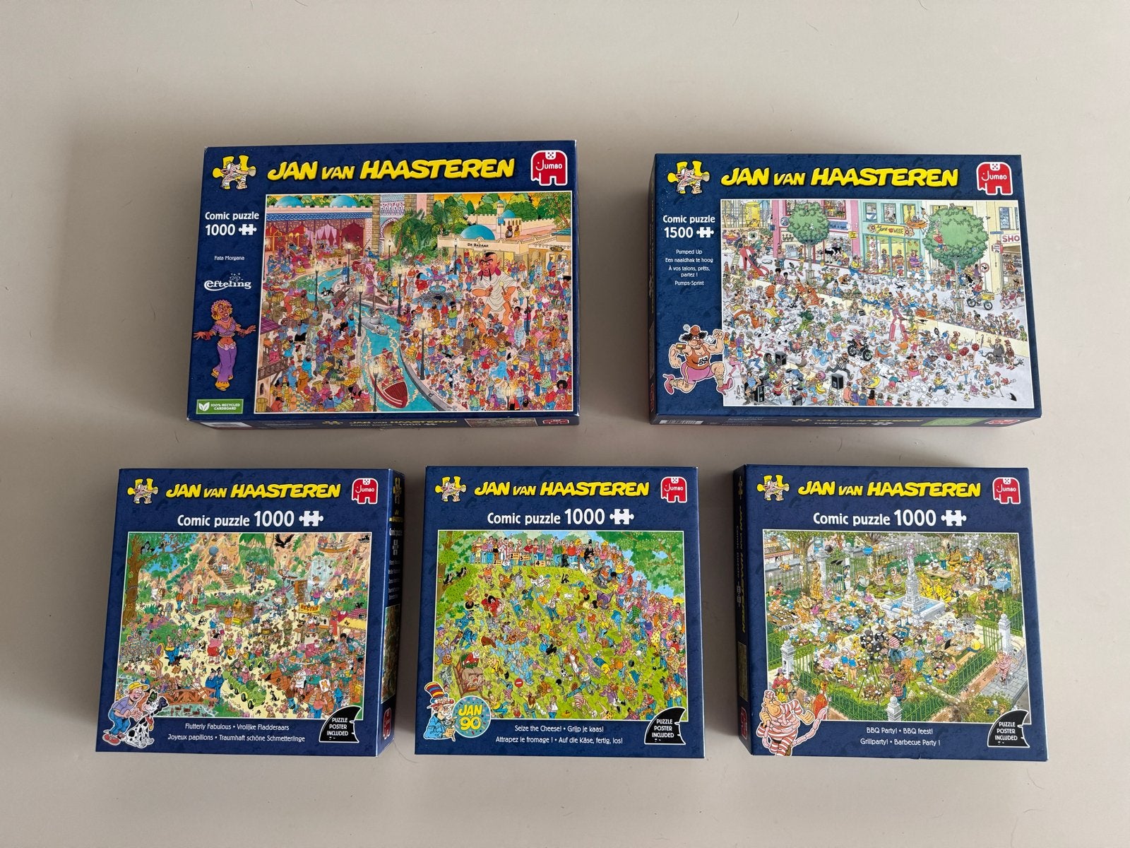 Jan van Haasteren Puzzels - Diverse Collectie (5 stuks), Ophalen of Verzenden, 500 t/m 1500 stukjes, Gebruikt, Legpuzzel