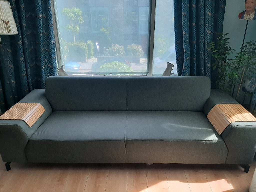 Grote groene Montel bank, Ophalen, 250 tot 300 cm, Gebruikt, 75 tot 100 cm