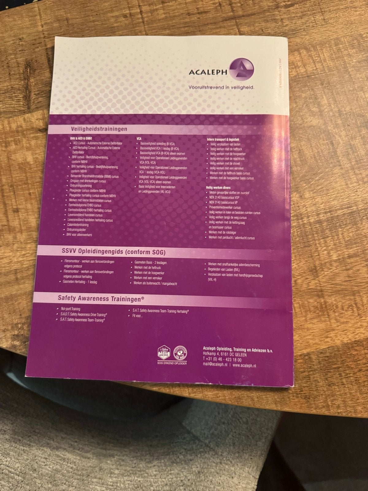 VCA Lesboek Acaleph - Veiligheidstrainingen, Ophalen of Verzenden, Beta, Zo goed als nieuw, MBO
