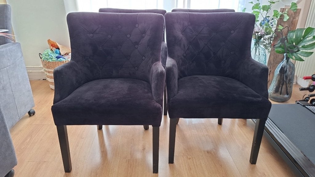 Eetkamerstoelen (6 stuks), Ophalen, Gebruikt, Blauw, Stof