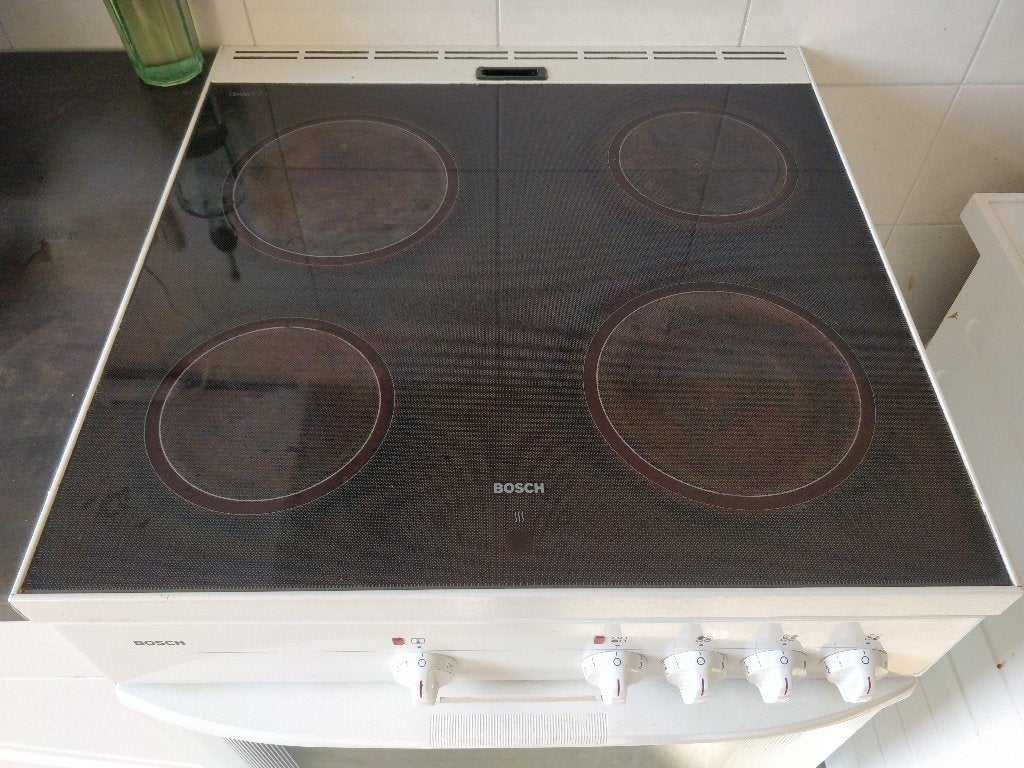 Elektrisch BOSH fornuis met oven en extra bakplaat, Ophalen, Gebruikt, 60 cm of meer, 4 kookzones