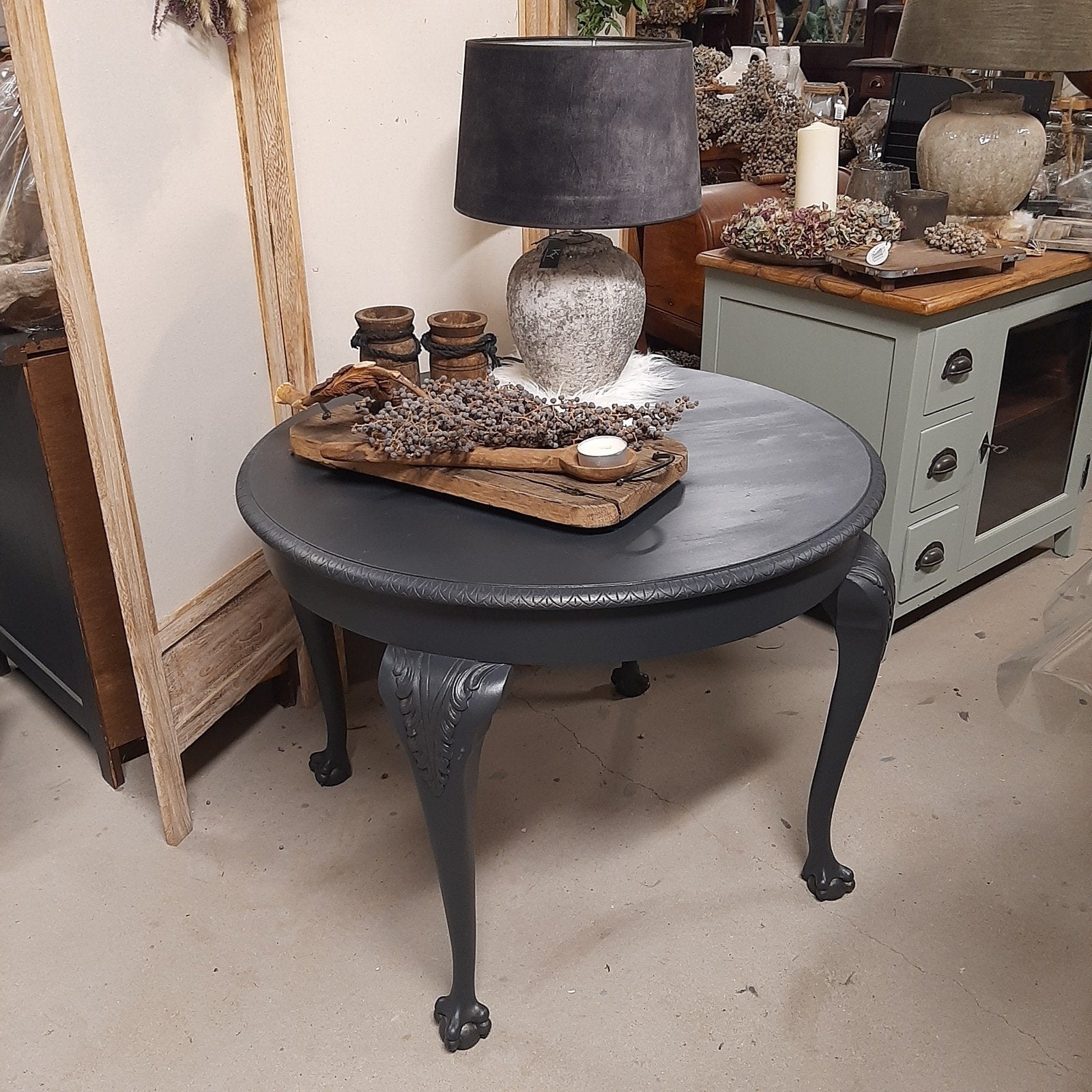 Sjieke, stoere bijzettafel, salontafel, brocante tafel, Ophalen, 50 – 75, 50 tot 100 cm, Rond