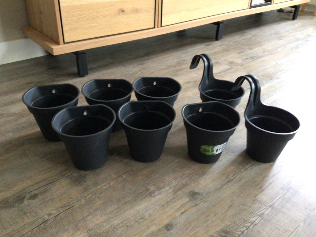 Bloempotten zwart, Kunststof, Gebruikt, Rond, Ophalen of Verzenden