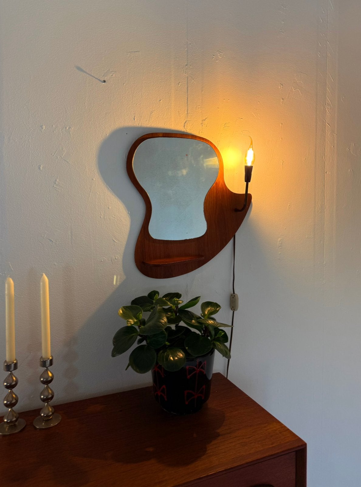 Vintage teakhouten spiegel, Denemarken ‘60, Huis en Inrichting, Woonaccessoires | Spiegels, Minder dan 50 cm, Ophalen of Verzenden
