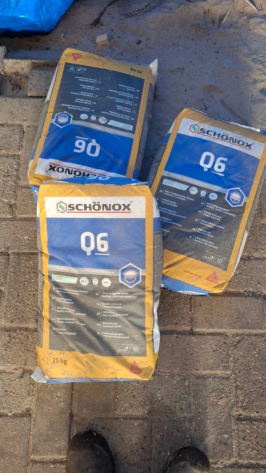 Schönox Q6 Tegellijm - 3 zakken van 25 kg, Ophalen, Nieuw, Overige materialen, Overige typen
