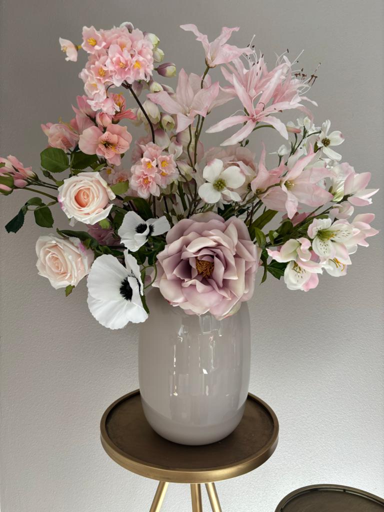 Prachtig Roze Bloemstuk zijden bloemen, Huis en Inrichting, Binnen, Roze, Zijde, Ophalen of Verzenden