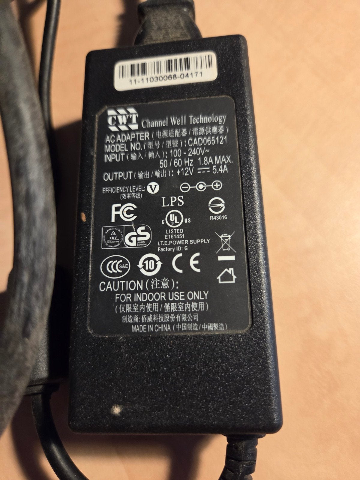 Trafo voor o.a. Synology DS211 - 12V 5.4A, Ophalen of Verzenden, Gebruikt
