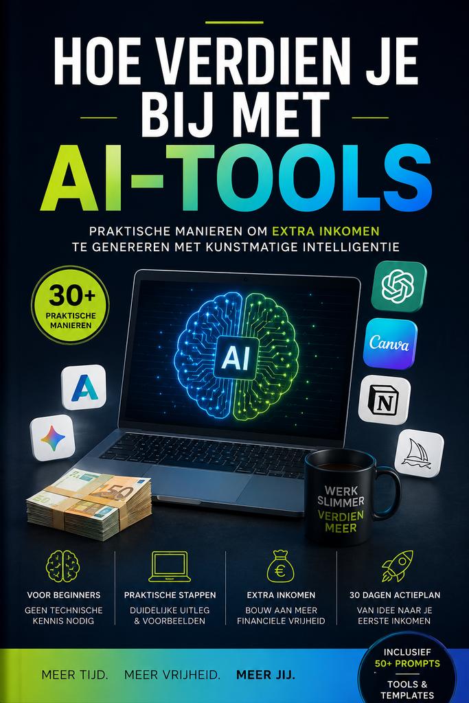 Hoe verdien je bij met AI-tools — Complete gids e-book, Boeken, E-books, Sport, Hobby en Vrije tijd