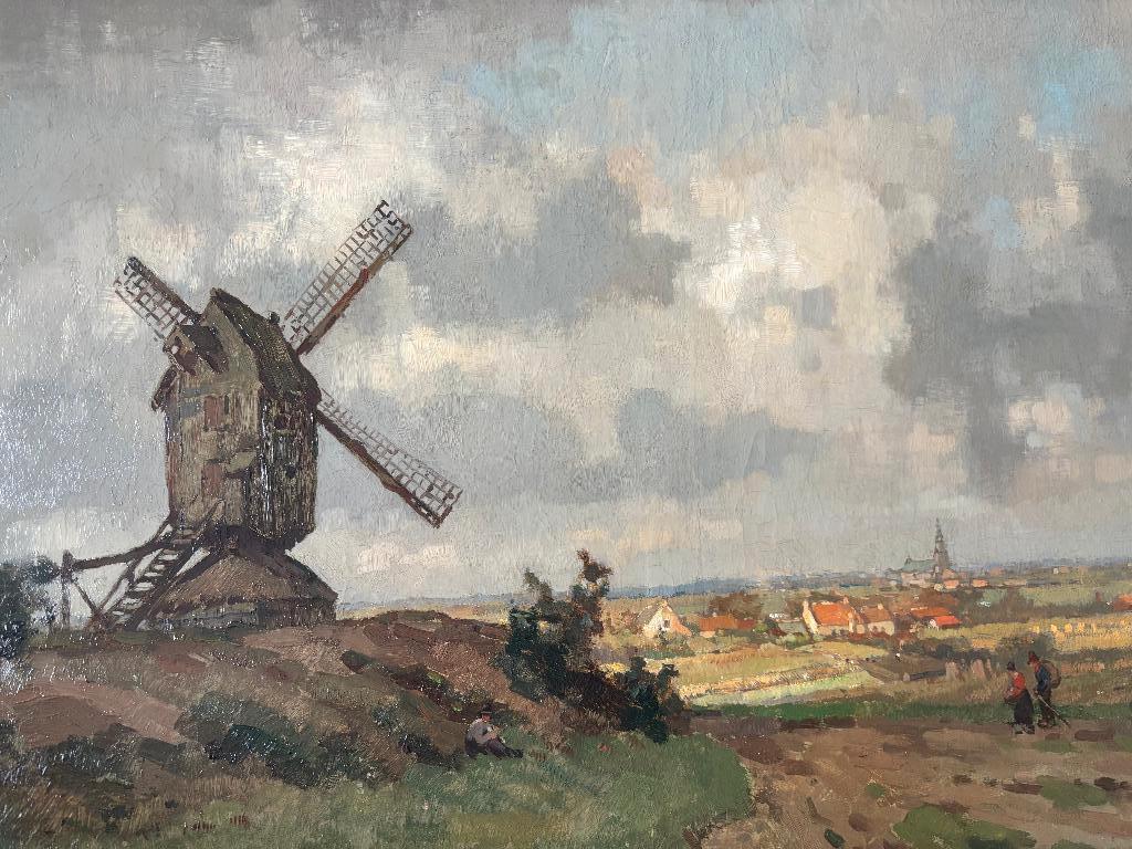 Jan Simon Knikker sr. (1889-1957) - Landschap met molen, Antiek en Kunst, Ophalen of Verzenden