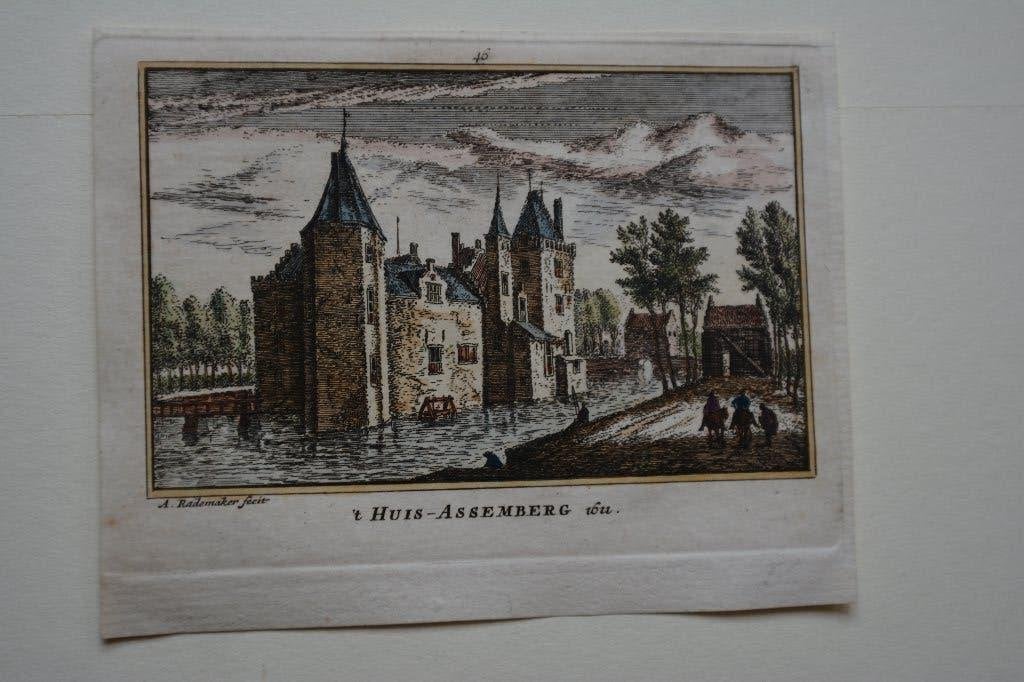 HEEMSKERK `t HUIS-ASSEMBERG A. RADEMAKER 1792 GRAVURE E58, Antiek en Kunst, Kunst | Etsen en Gravures, Verzenden, Stadsgezicht