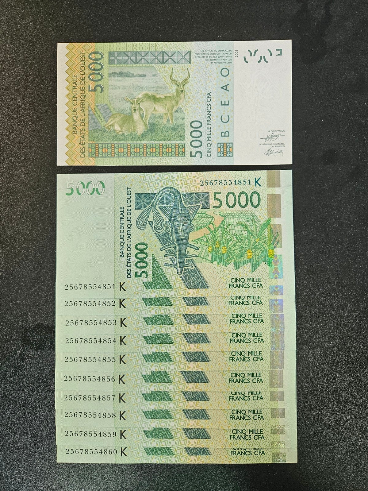 West Afrikaanse Staten Senegal p.717K 10 opvolgende nrs., Ophalen of Verzenden, Overige landen, Los biljet