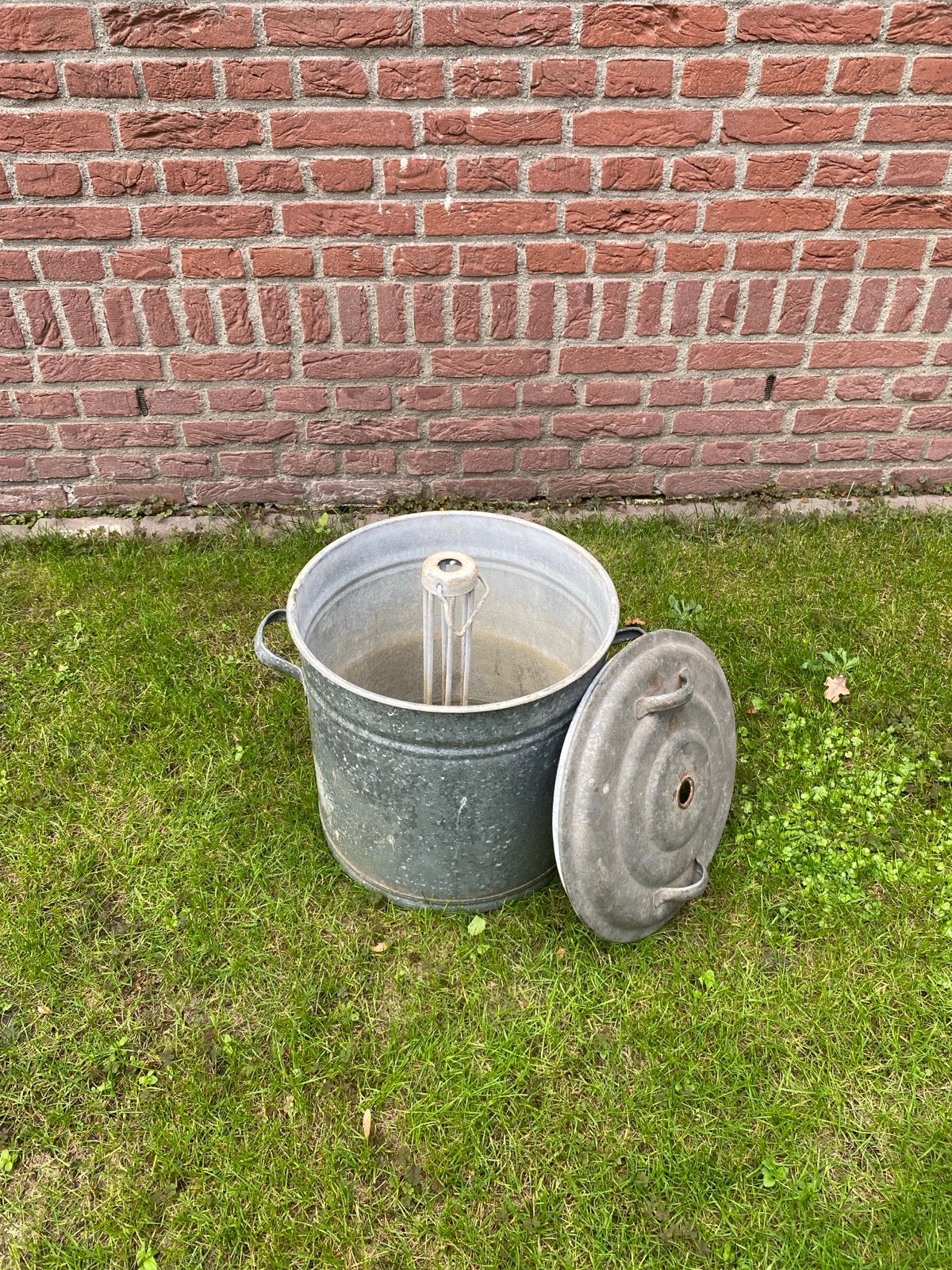 Vintage gegalvaniseerde wasketel met deksel, Ophalen