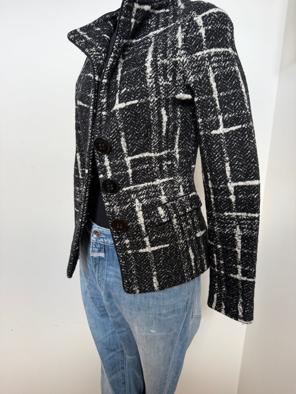 ML Collections Zwart/Crème Blazer Maat S, ., Zo goed als nieuw, ., Maat 36 (S)