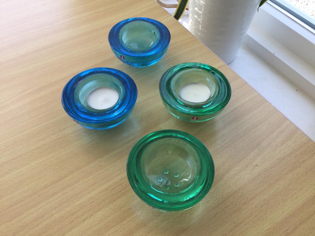 Iittala, Ballo waxinehouder, 2x groen 2x blauw. €5 per stuk, Ophalen of Verzenden