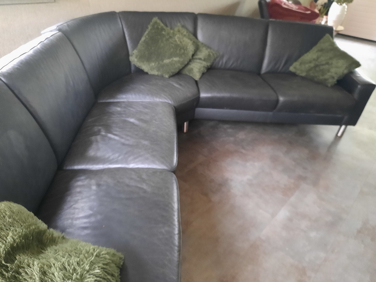 Ruime Leren Hoekbank - 270x270 cm, Ophalen of Verzenden, Gebruikt, Leer, Modern