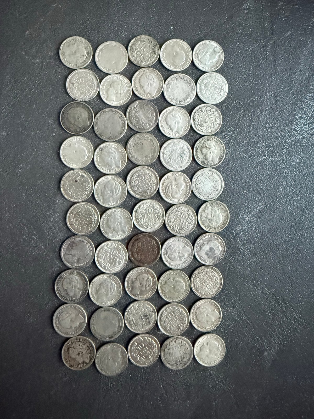 50 Zilveren Dubbeltjes Wilhelmina, Postzegels en Munten, Munten | Nederland, Setje, Zilver, Ophalen of Verzenden, 10 cent