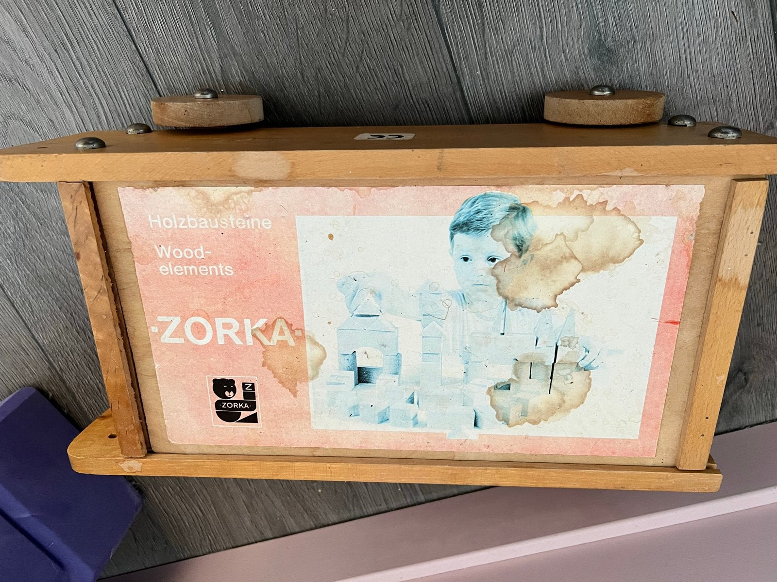 ZORKA Houten Bouwstenen/blokken in Kist - Vintage Speelgoed, Ophalen of Verzenden, Gebruikt, Overige merken