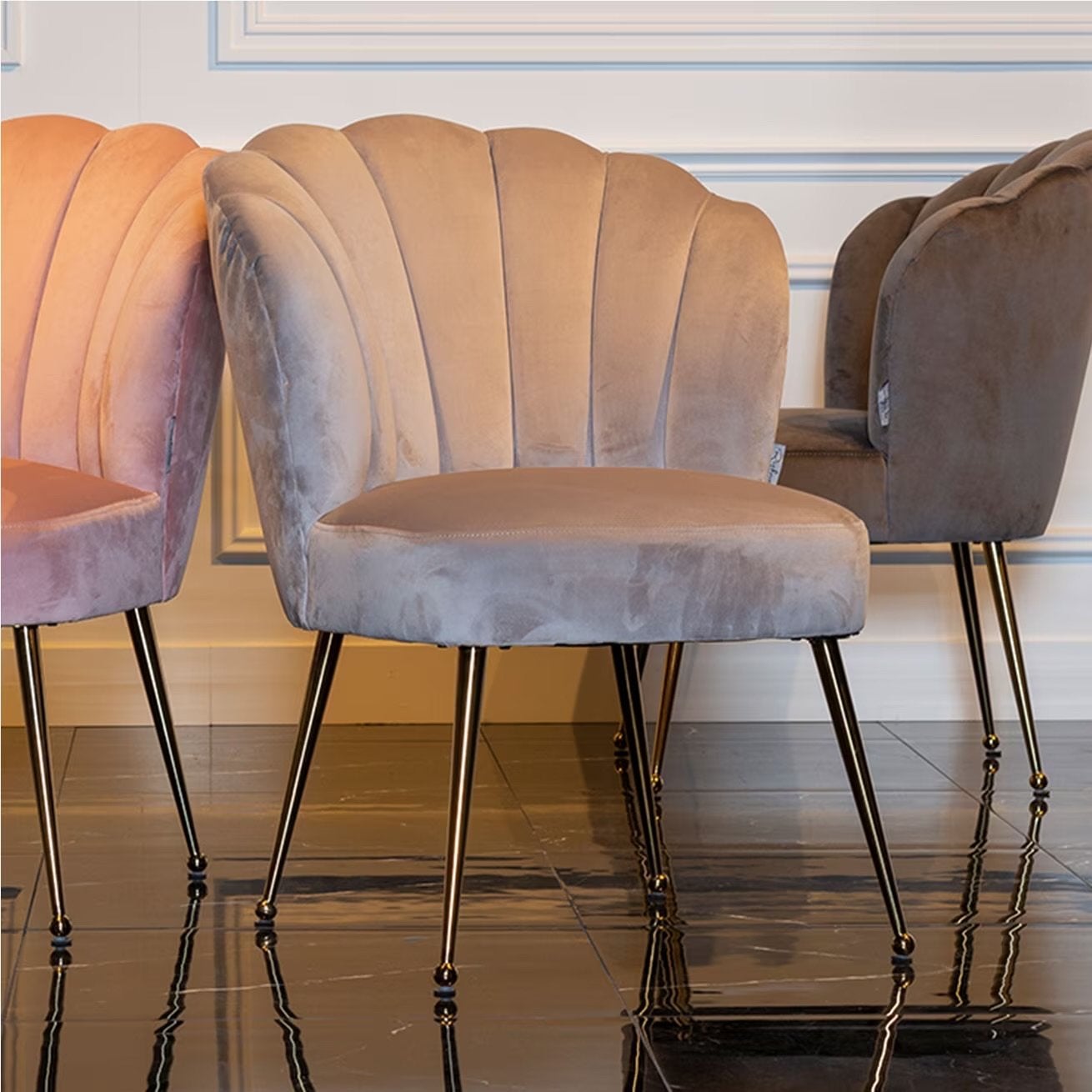 4x Richmond Pippa Velours Stoelen, Ophalen, Overige kleuren, Zo goed als nieuw, Stof