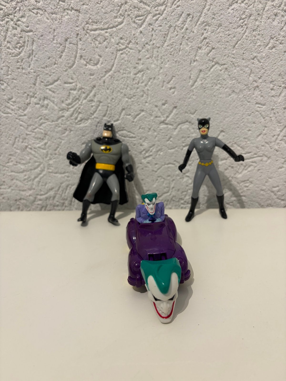 Batman, Catwoman en Joker figuren met auto, Ophalen, Gebruikt