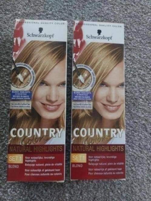2xCountry Colors natural highlights Schwarzkopf, Set 1.Blond, Ophalen of Verzenden, Nieuw, Pruik of Haarverlenging